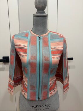 NWT BCBGMAXAZRIA “Zachary” jacket cape in Pink Clay Combo